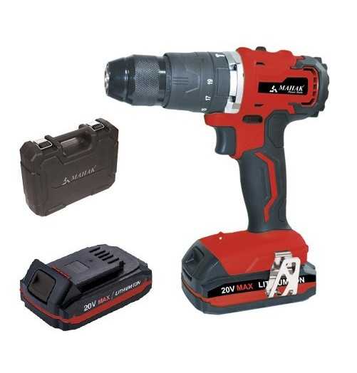 دریل شارژی ۲۰ ولت چکشی براش لس محک با کیف مدل BCD-20LI Kit