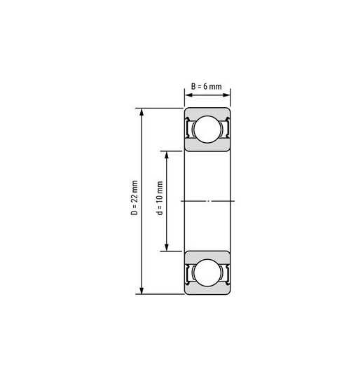 بلبرینگ شیار عمیق فولادی ضدزنگ SS 6900 C3 2RS / SS 61900 C3 2RS 10x22x6mm