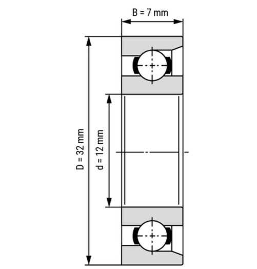 بلبرینگ کف گرد E12 / EN12 12x32x7 میلیمتر