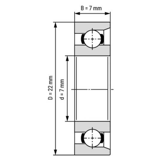 بلبرینگ کف گرد E7 / EN7 7x22x7 میلیمتر