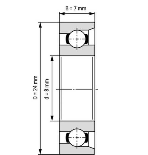 بلبرینگ کف گرد E8 / EN8 8x24x7 میلیمتر