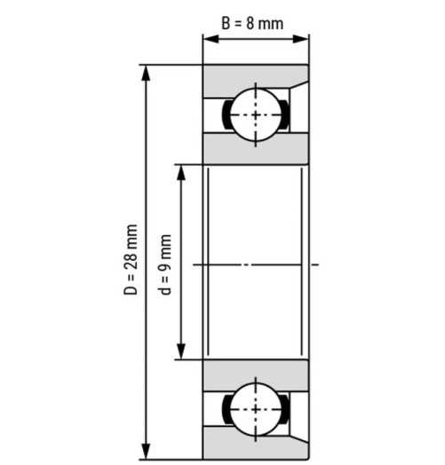 بلبرینگ کف گرد E9 / EN9 9x28x8 mm